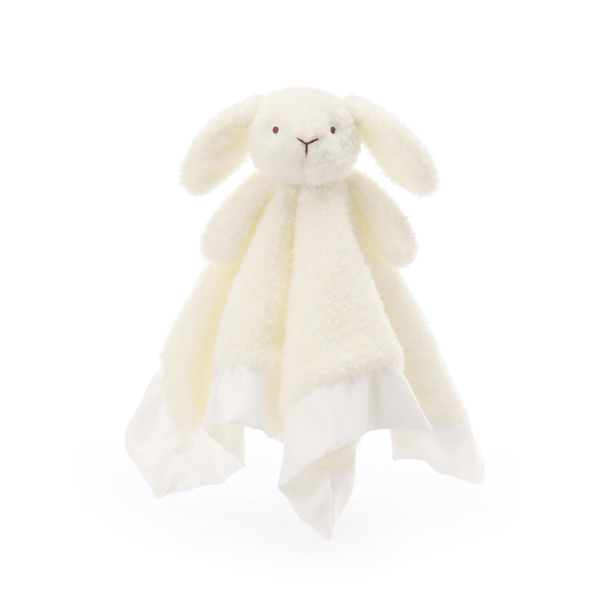 Apricot Lamb white bunny blanket close-up, plush softness ideal for soothing babies at bedtime.