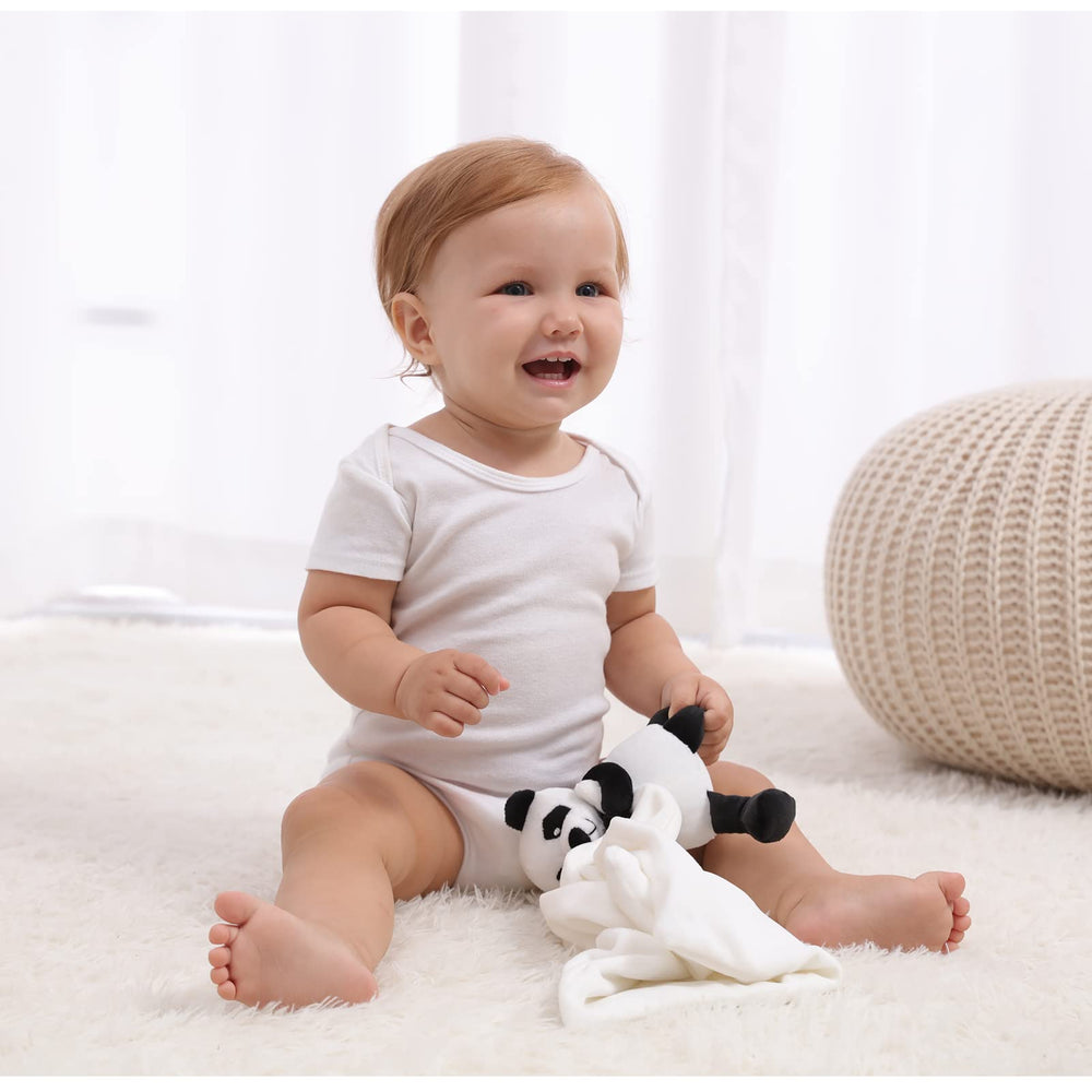Apricot Lamb white panda lovey image highlights easy surface-wash care