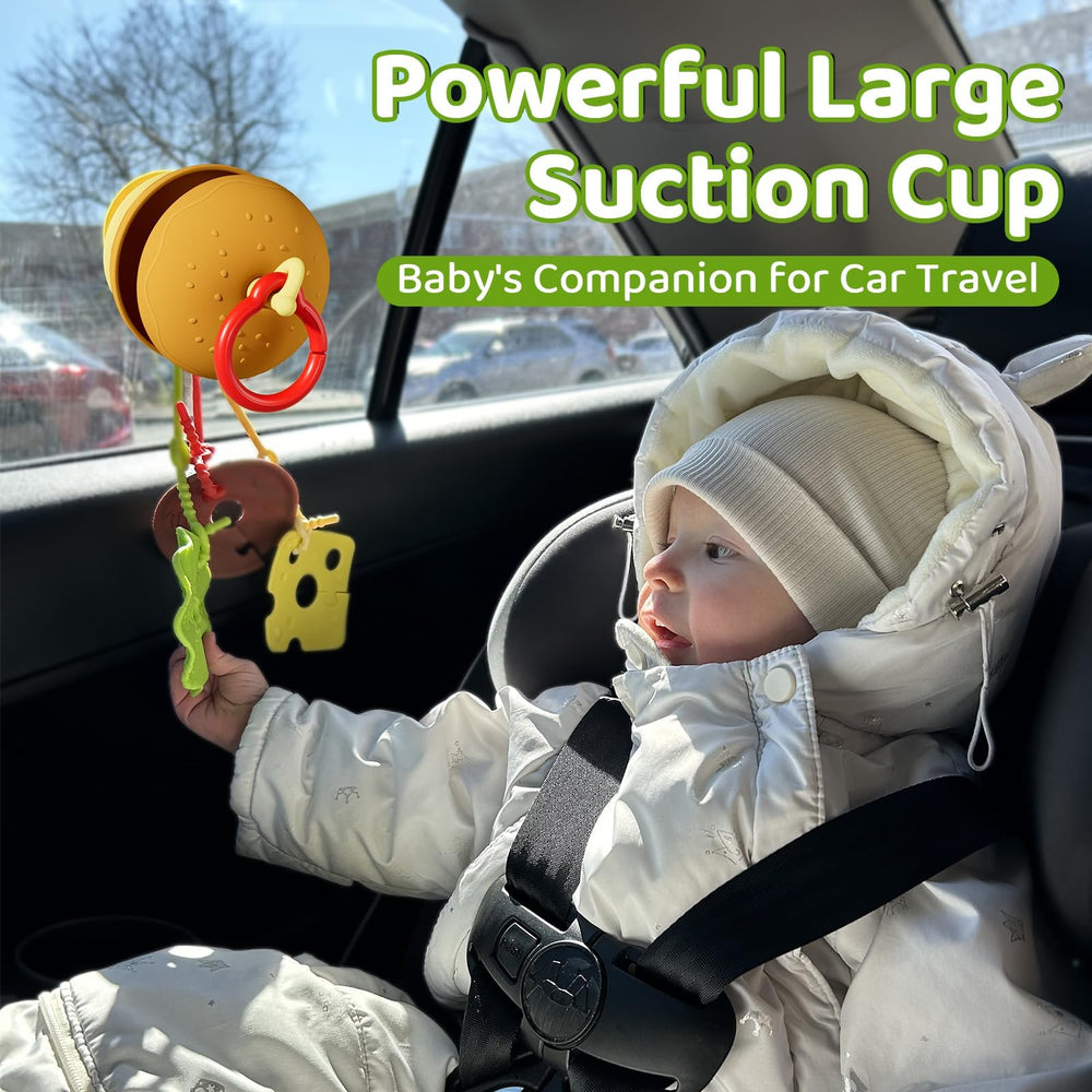 Aprilwolf hamburger suction cup close-up shows soft silicone surface.