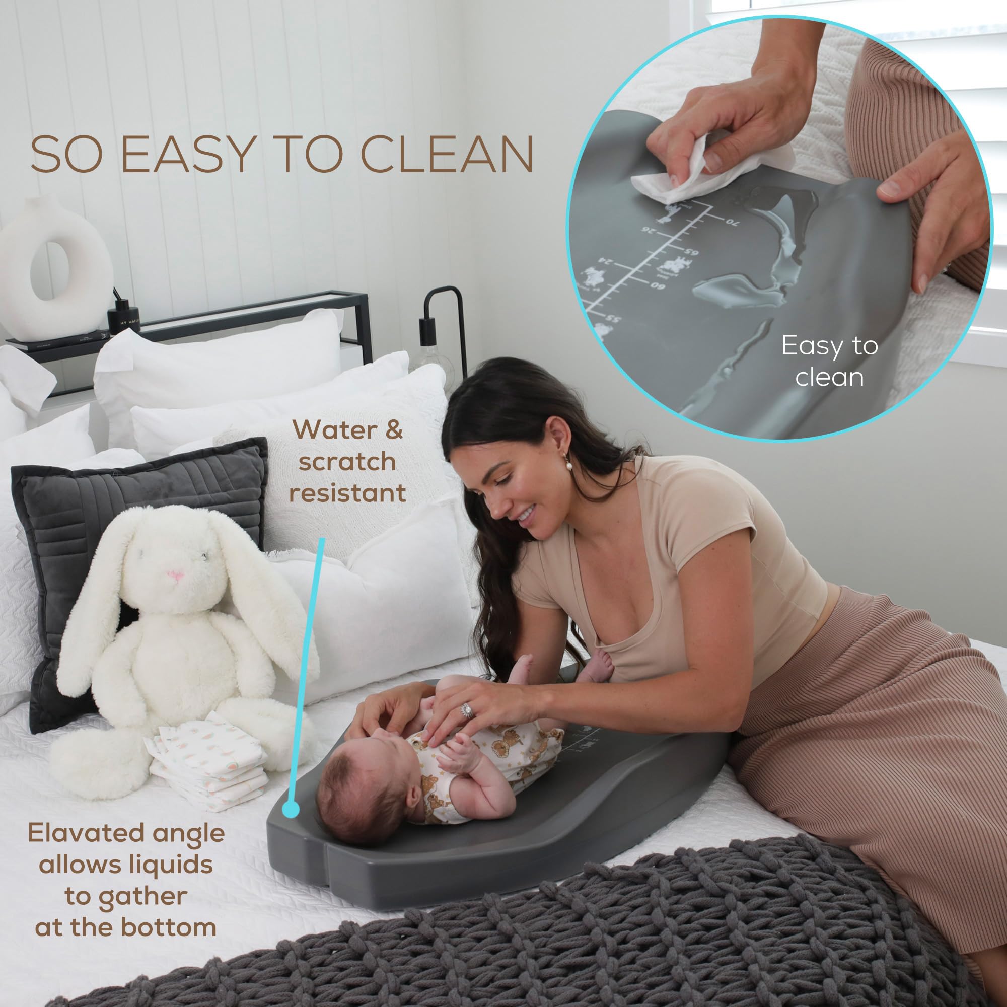 Apricity Baby diaper-changing-pad raised sides for secure, calm diaper changes.