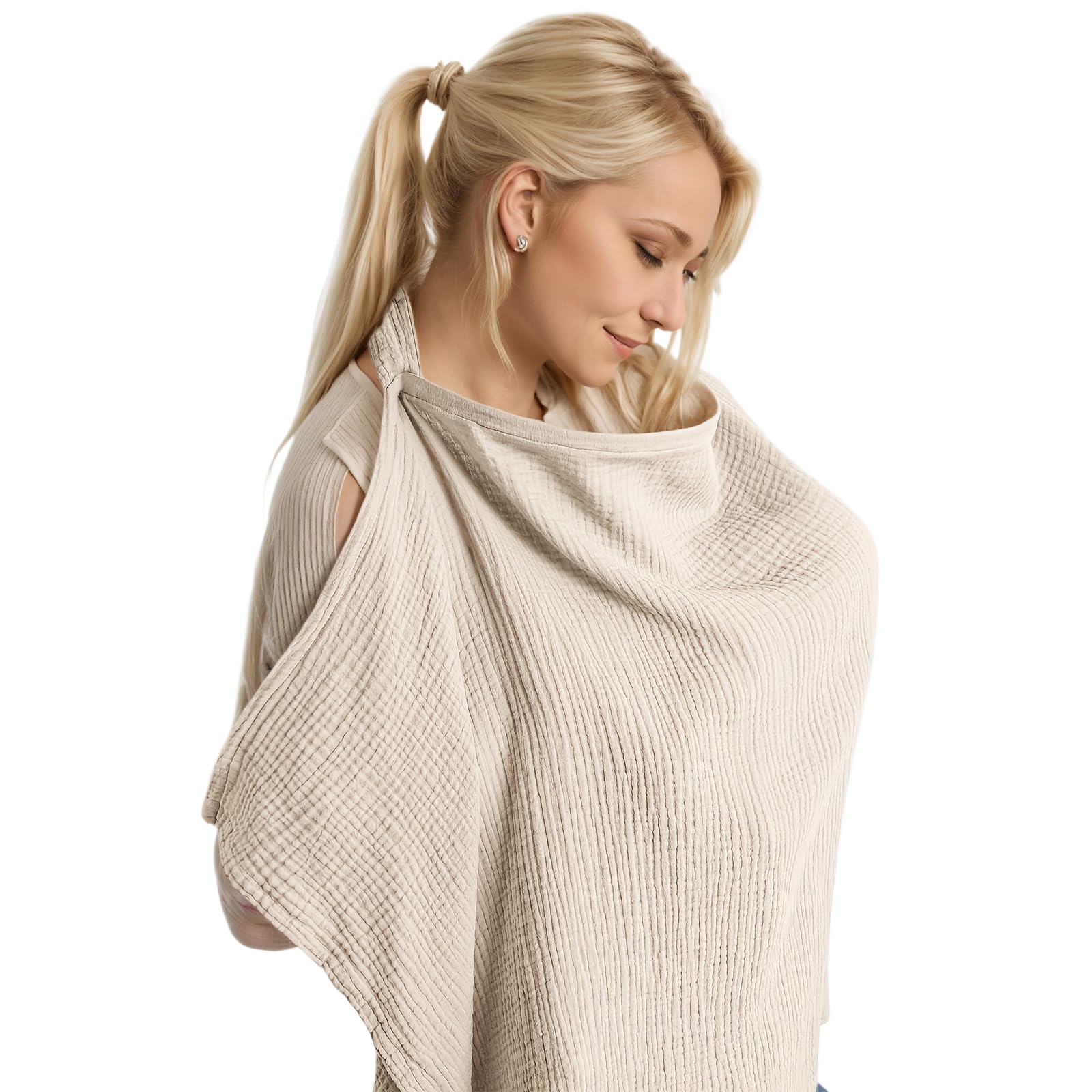 APRONPANDA muslin nursing cover closeup shows soft fabric and breathable comfort.