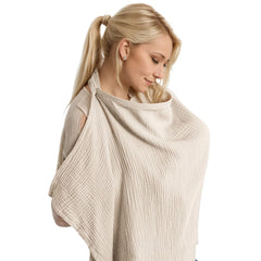 APRONPANDA muslin nursing cover closeup shows soft fabric and breathable comfort.