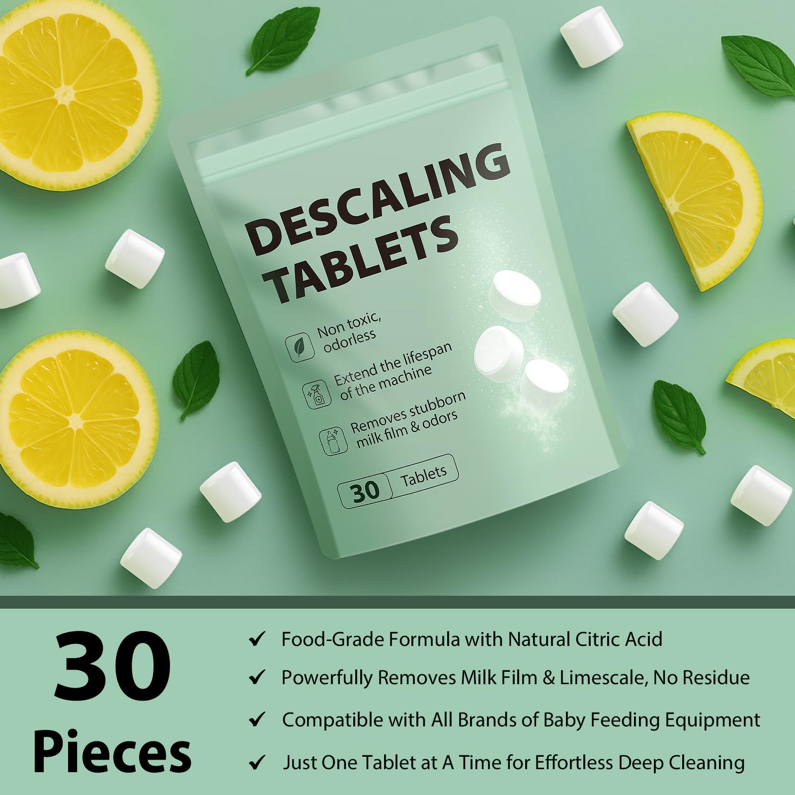 Apsumor tablet releasing cleaning action in water during a cycle.
