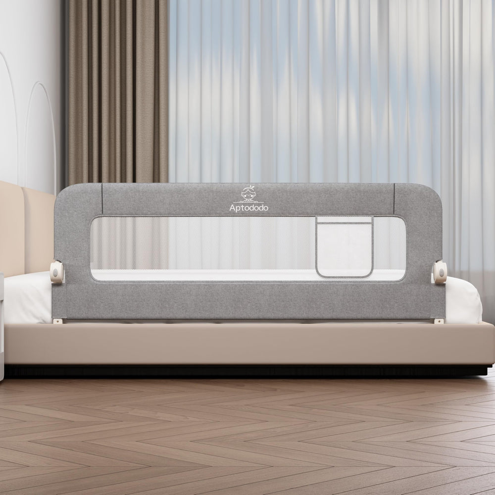 Aptododo bed rail foldable design enables easy travel and storage.