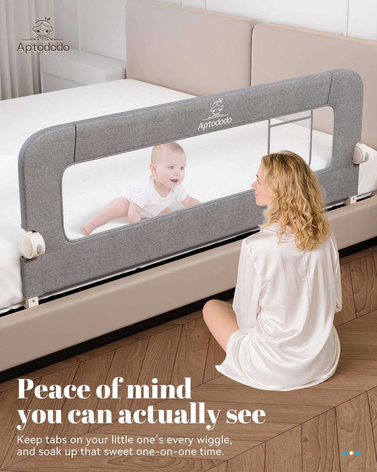 Aptododo universal-fit bed rail for twin, full and queen beds.