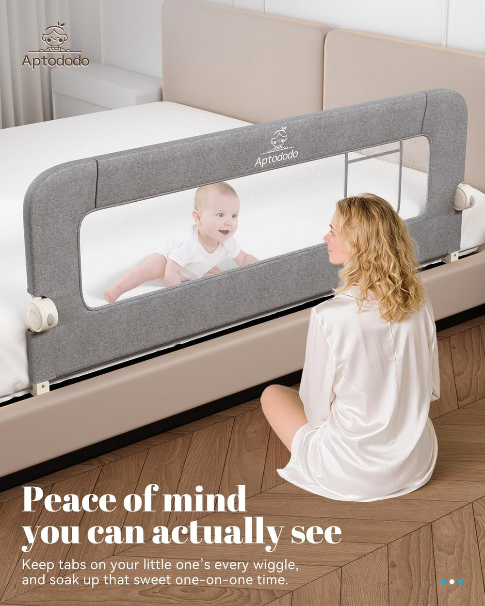 Aptododo universal-fit bed rail for twin, full and queen beds.