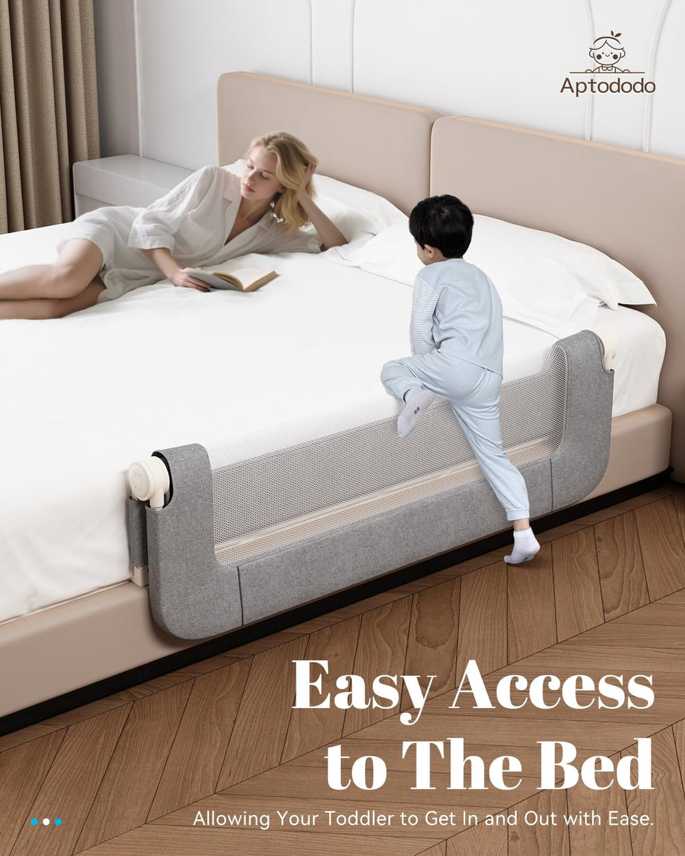 Aptododo U-shape base bed rails gray emphasizes stable support and reduced tipping