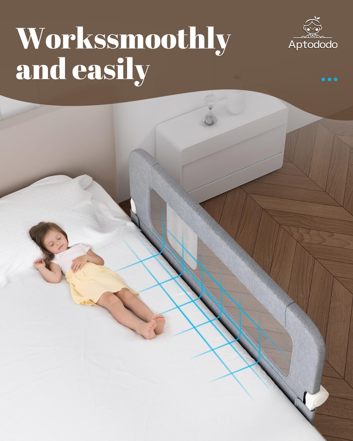 Aptododo universal-fit bed rail gray fits twin, full, and queen beds with minimal gaps