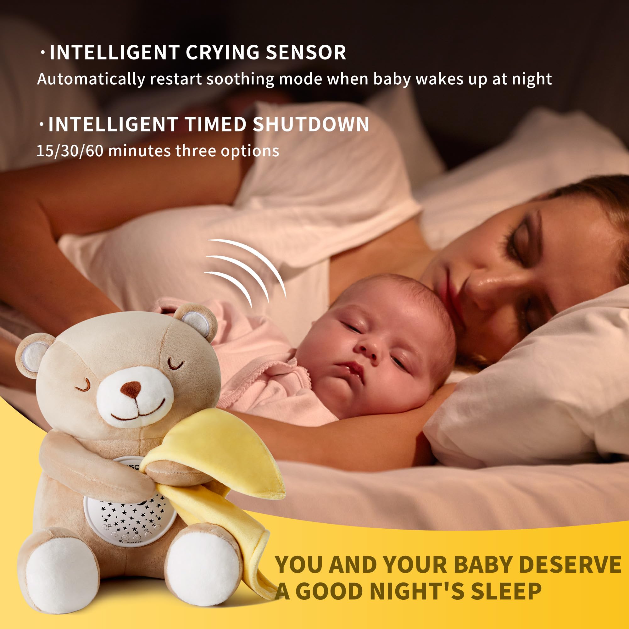 APUNOL auto-off timer conserves energy while bedtime routines stay calm