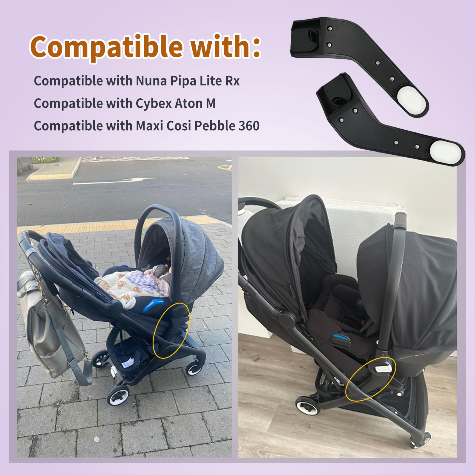 AQBB Butterfly Adapter shown compatible with Cybex Aton M for smooth transitions
