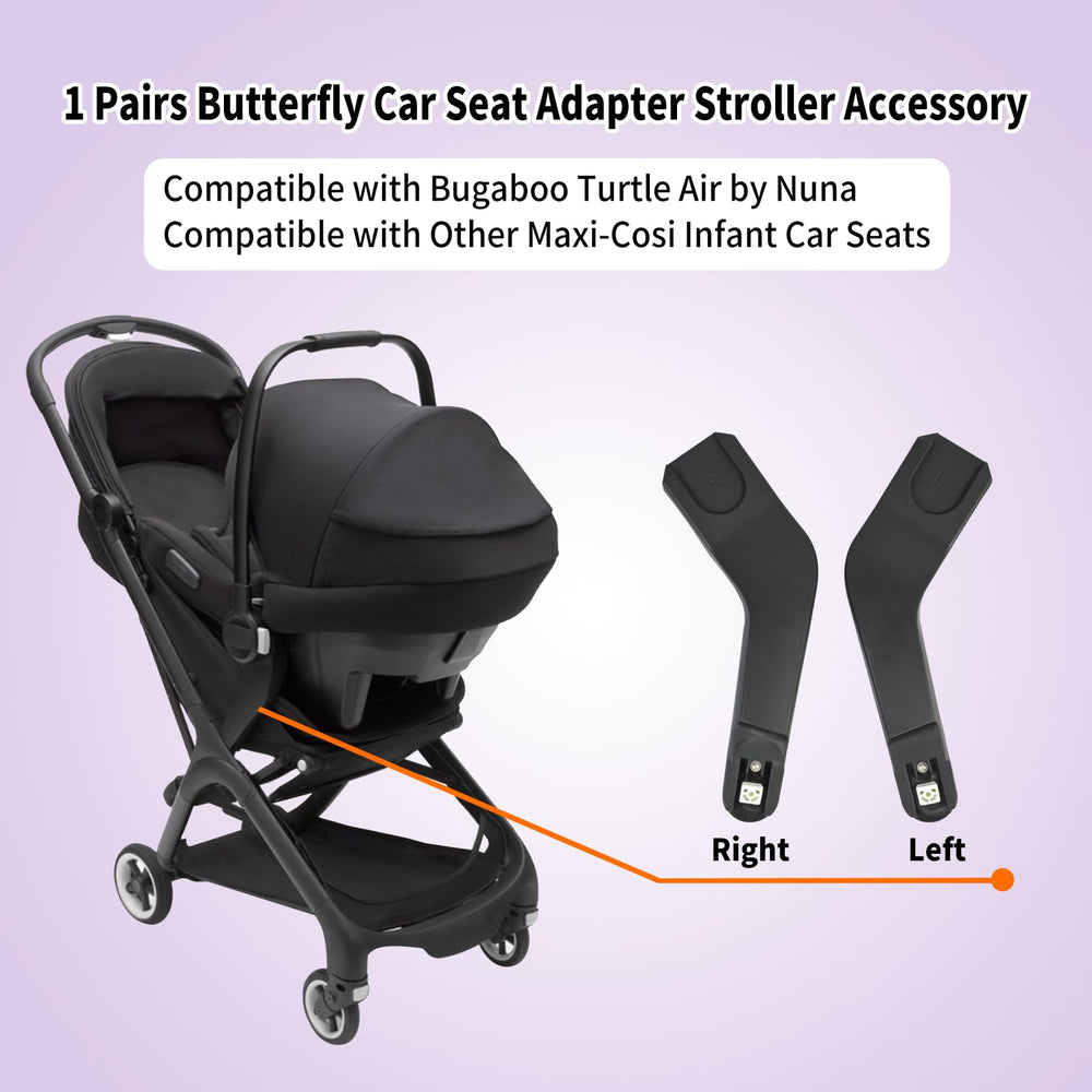 AQBB Butterfly Adapter shown compatible with Maxi-Cosi Pebble 360 for versatile travel