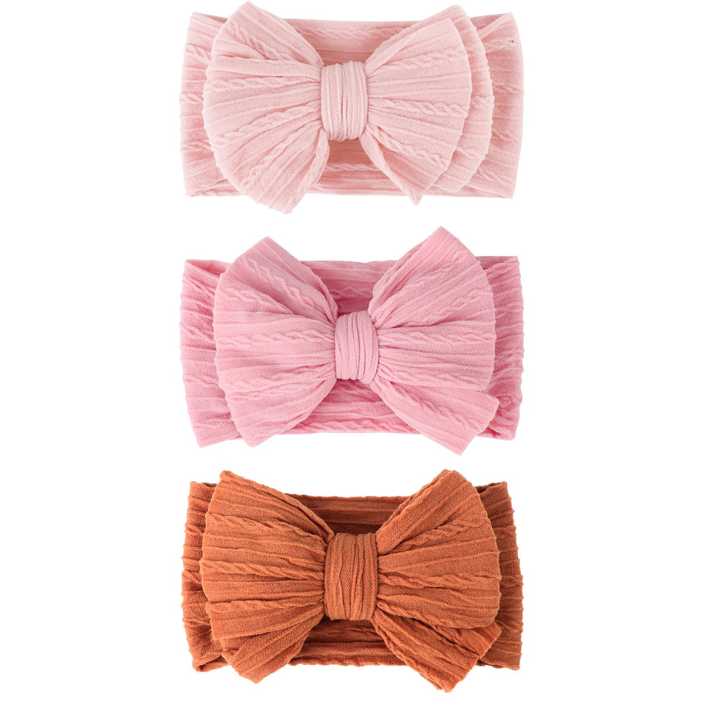 AQOKKA baby bows headband front view for newborns, ideal photo-ready outfit.