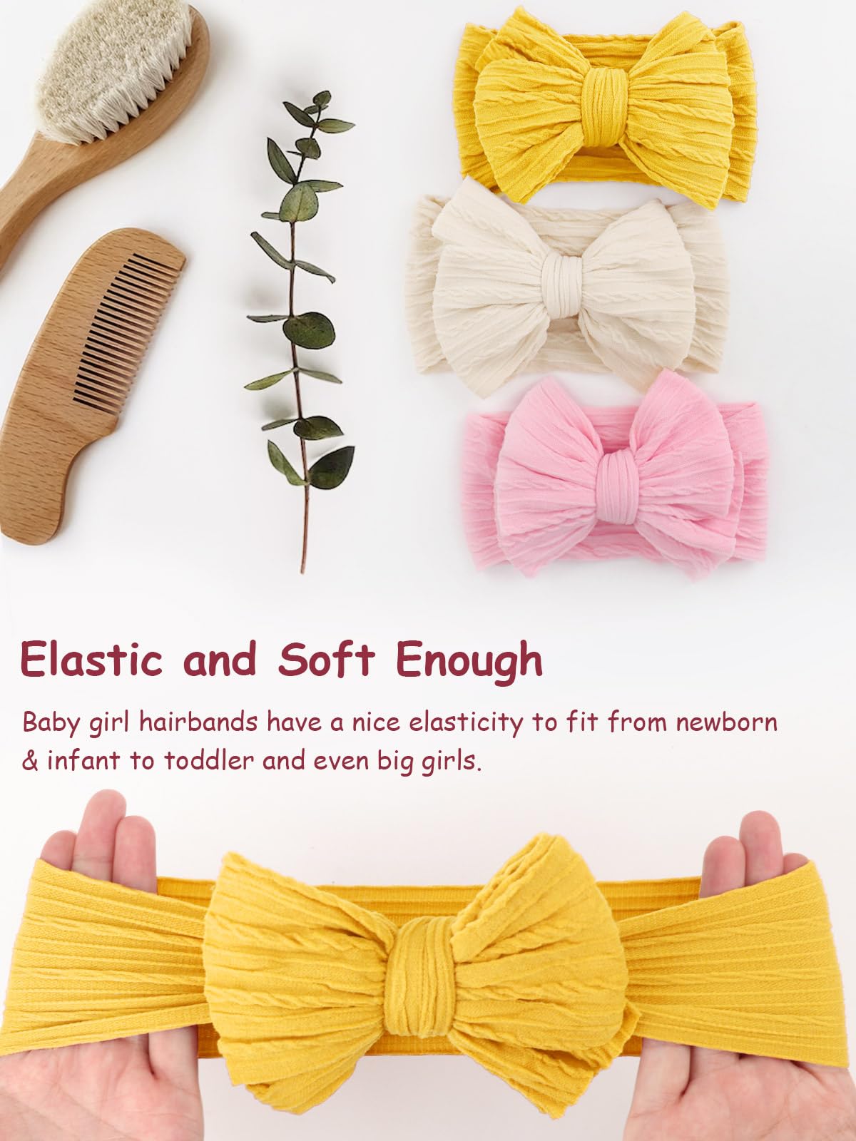 AQOKKA baby bows headbands bright colors set shows versatile color options for outfits.