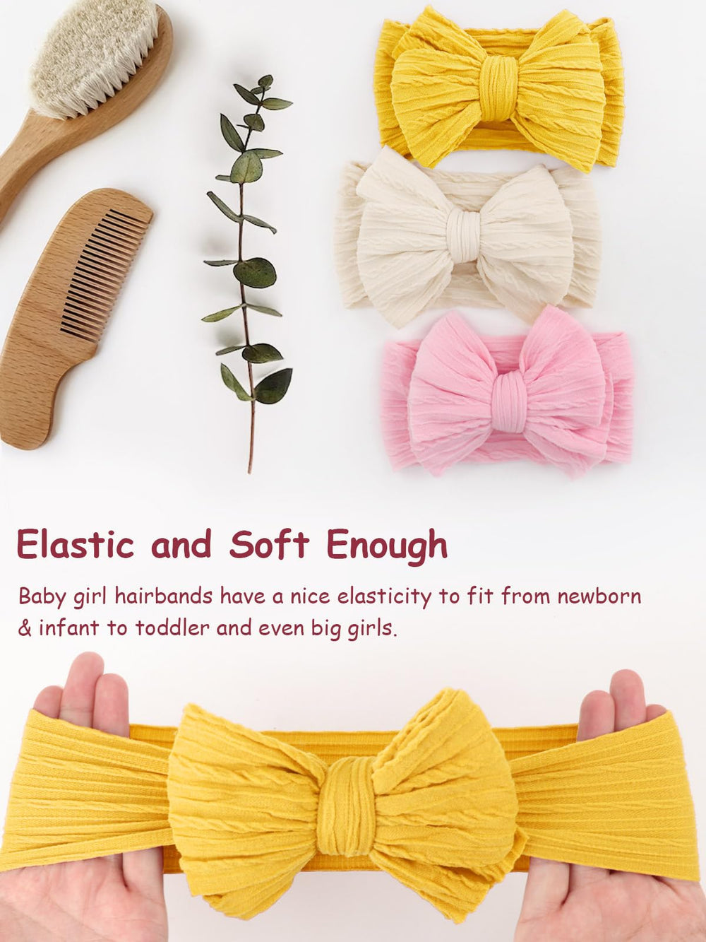 AQOKKA baby bows headbands bright colors set shows versatile color options for outfits.