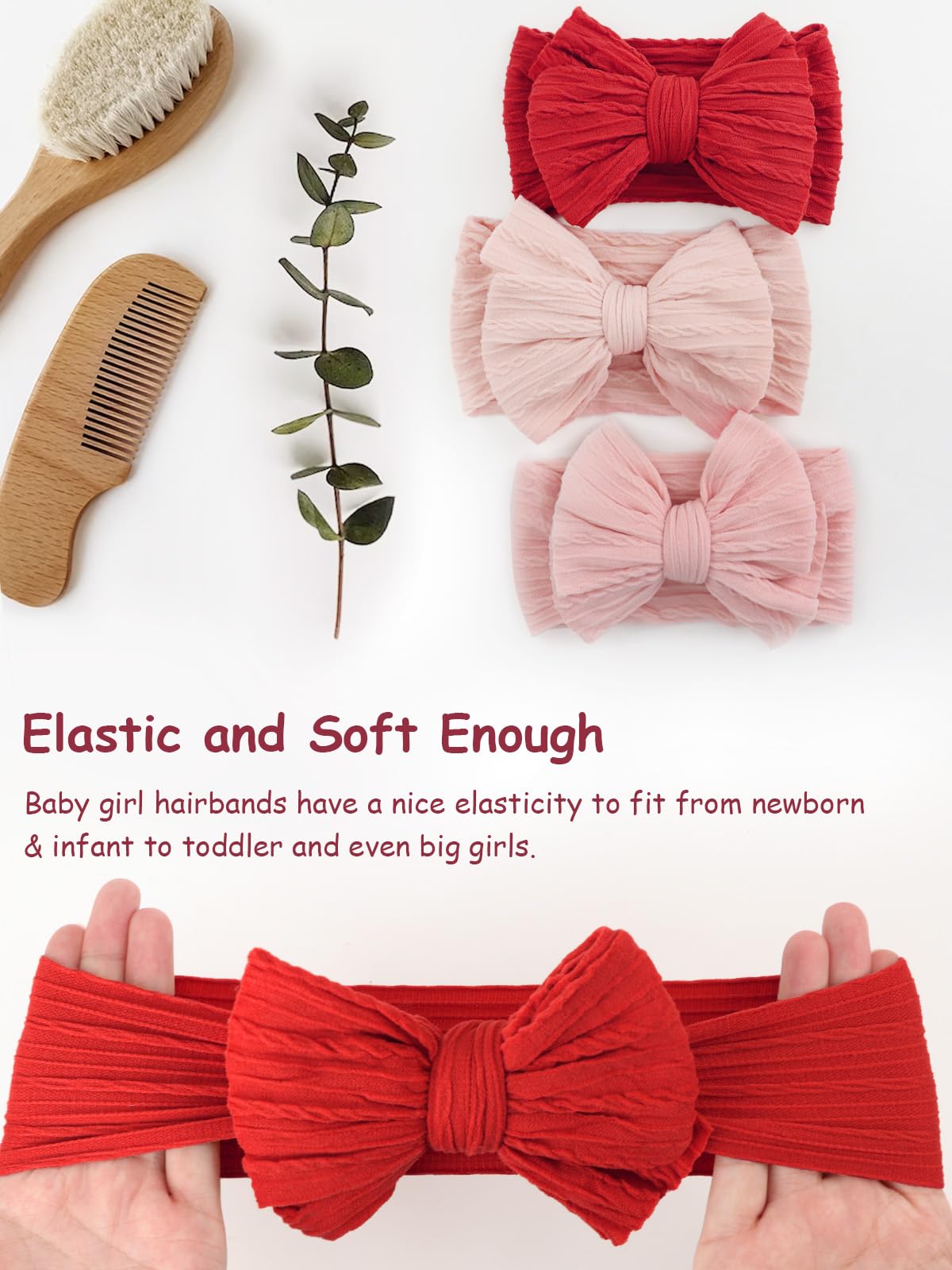AQOKKA infant headband nylon-spandex, stretches to grow with baby.