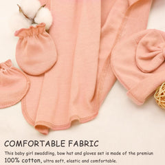 AQOKKA newborn blanket close-up reveals soft fabric and gentle stretch for secure swaddling.