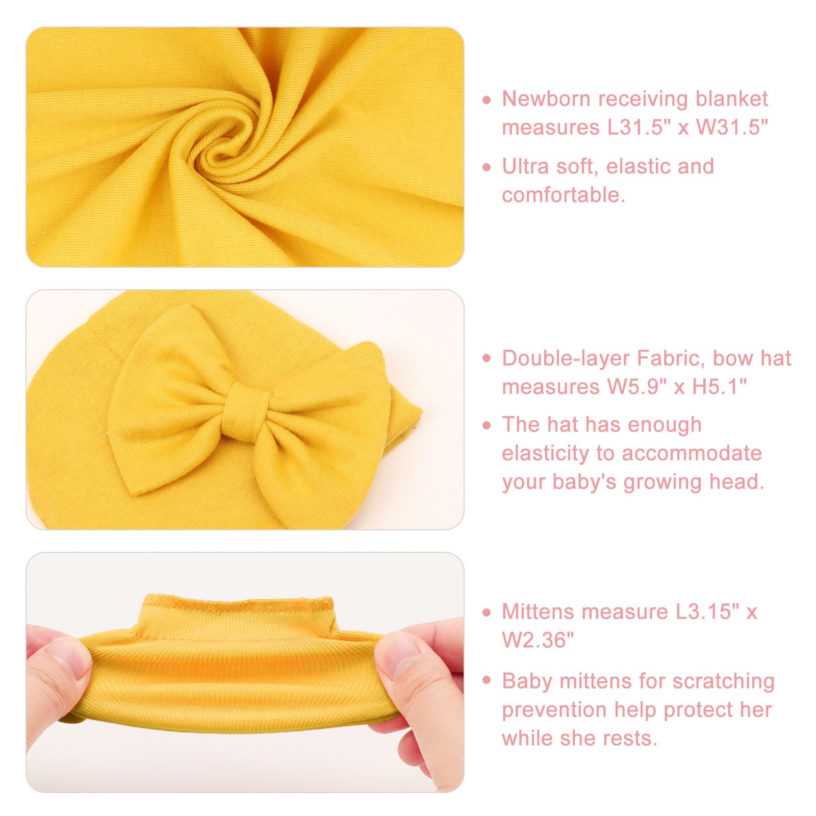 AQOKKA newborn swaddle blanket closeup shows gentle stretch for secure wrapping.