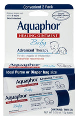 Aquaphor Baby Healing Ointment two-pack with 0.35 oz tubes for diaper rash relief.
