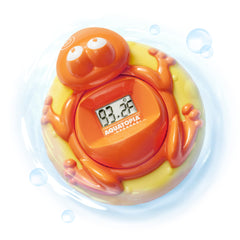 Aquatopia Fergus Frog floating thermometer shows bath temperature for safe baths
