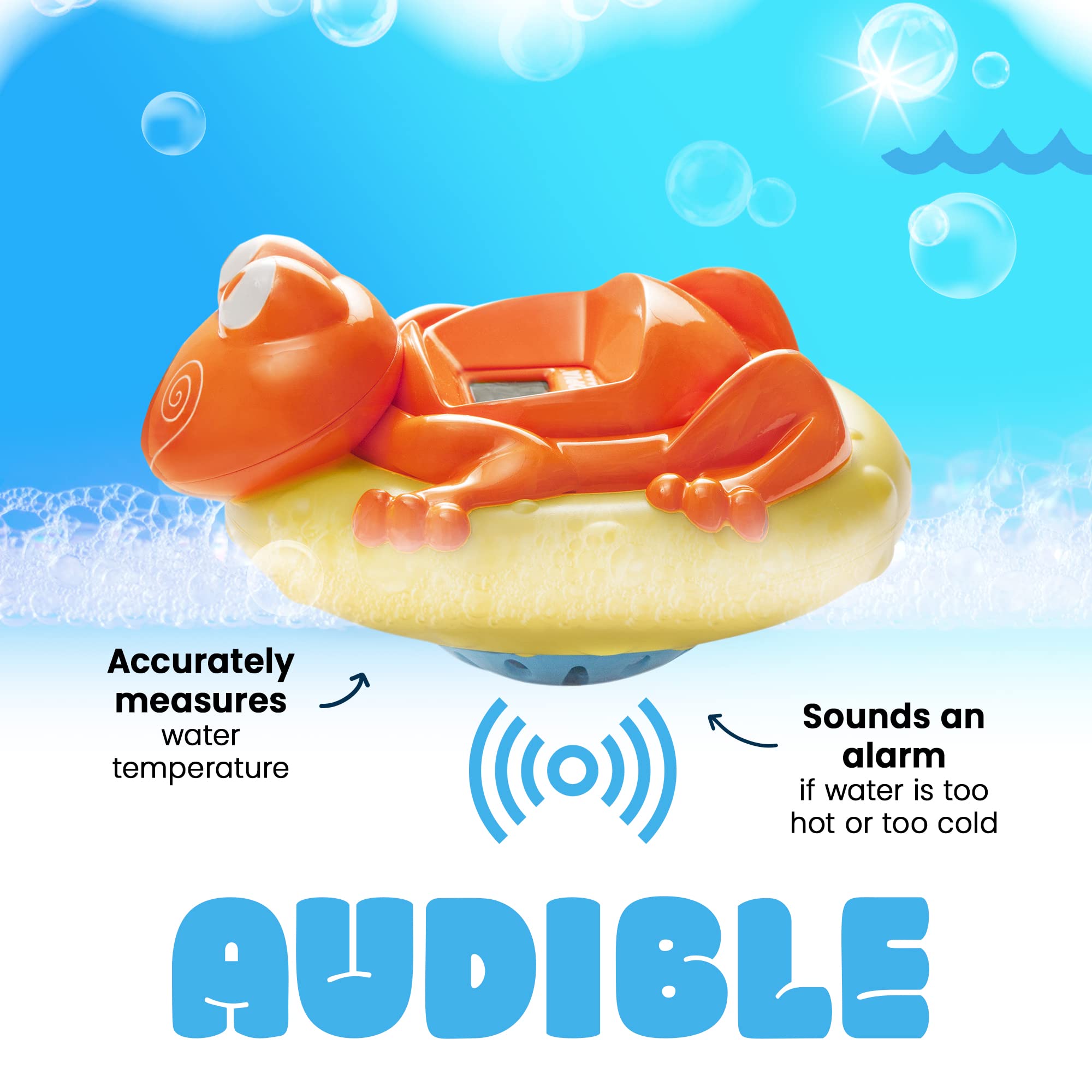Aquatopia water-activated thermometer powers on in water to measure temperature