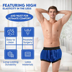 AQX waterproof plastic pants with extended elastics for improved leak protection.