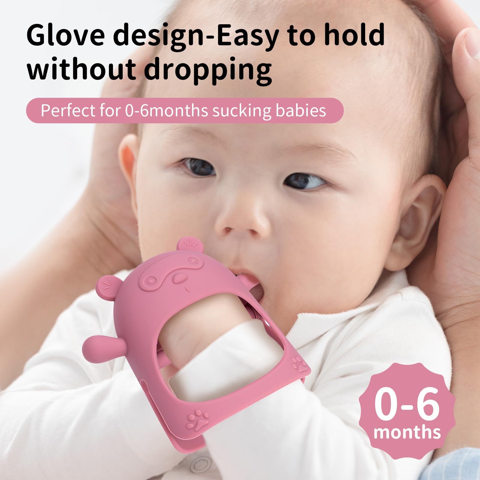 AQXYTK silicone teether mittens BPA-free for easy cleaning and sanitizing.
