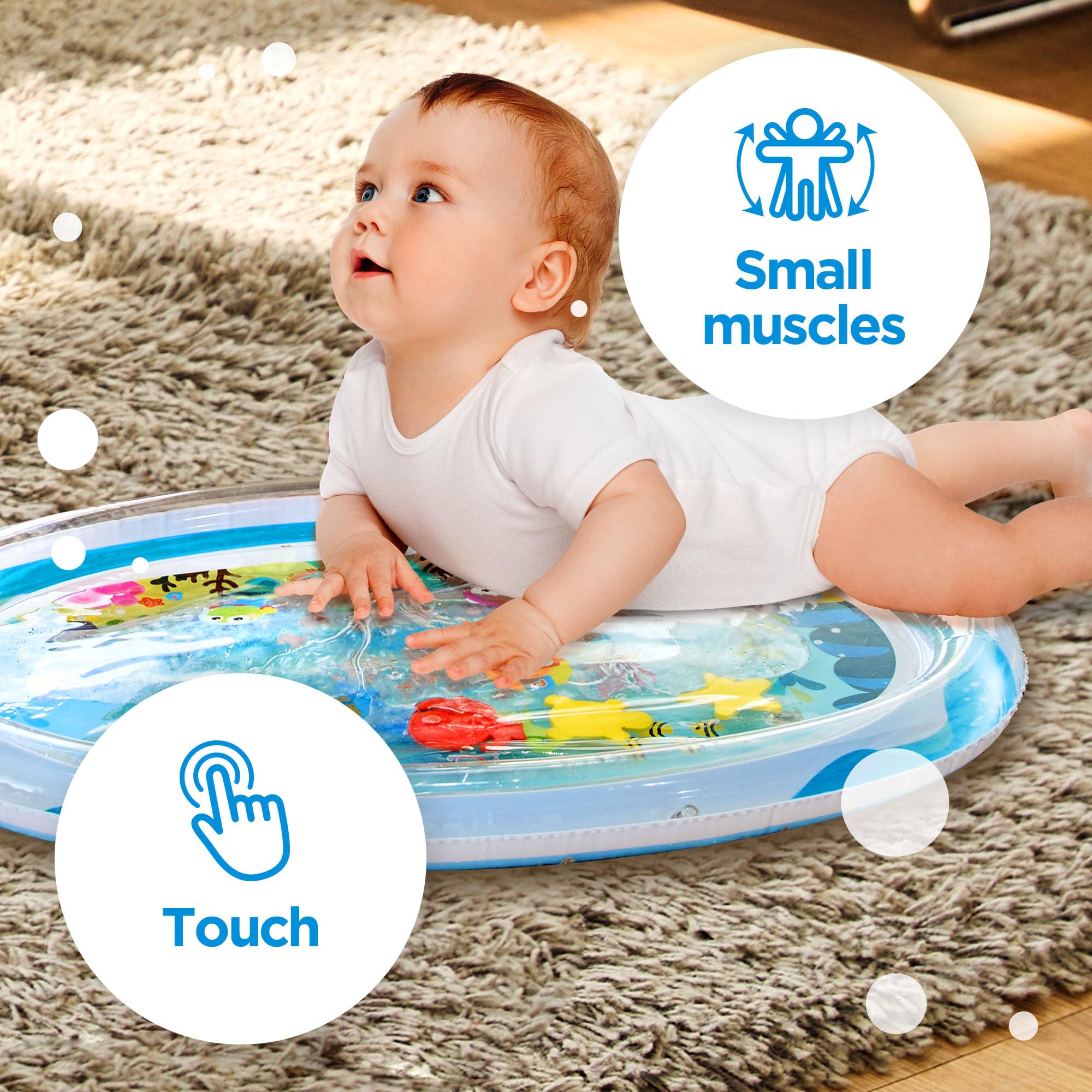Arakhan Tummy Time Mat sea animals provide visual stimulation during play.