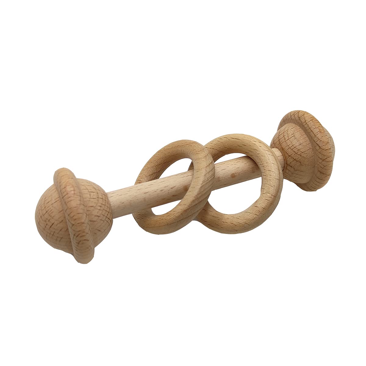 Arakierst Beech Wood Ring Toy natural wood close-up for babies learning grasping