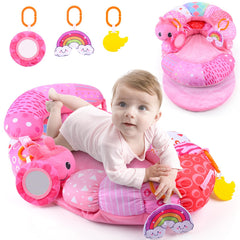 ARANEE tummy time mat pink helps engage baby during floor play