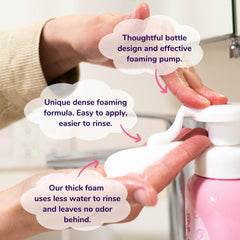 Arau Baby Foam Bottle Wash pacifiers being cleaned safely for baby use.