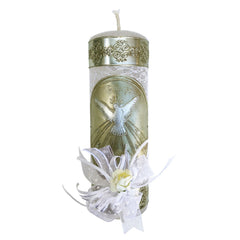 Arcangeles Mexicanos towel and shell illustrating symbolic cleansing and Holy Water.