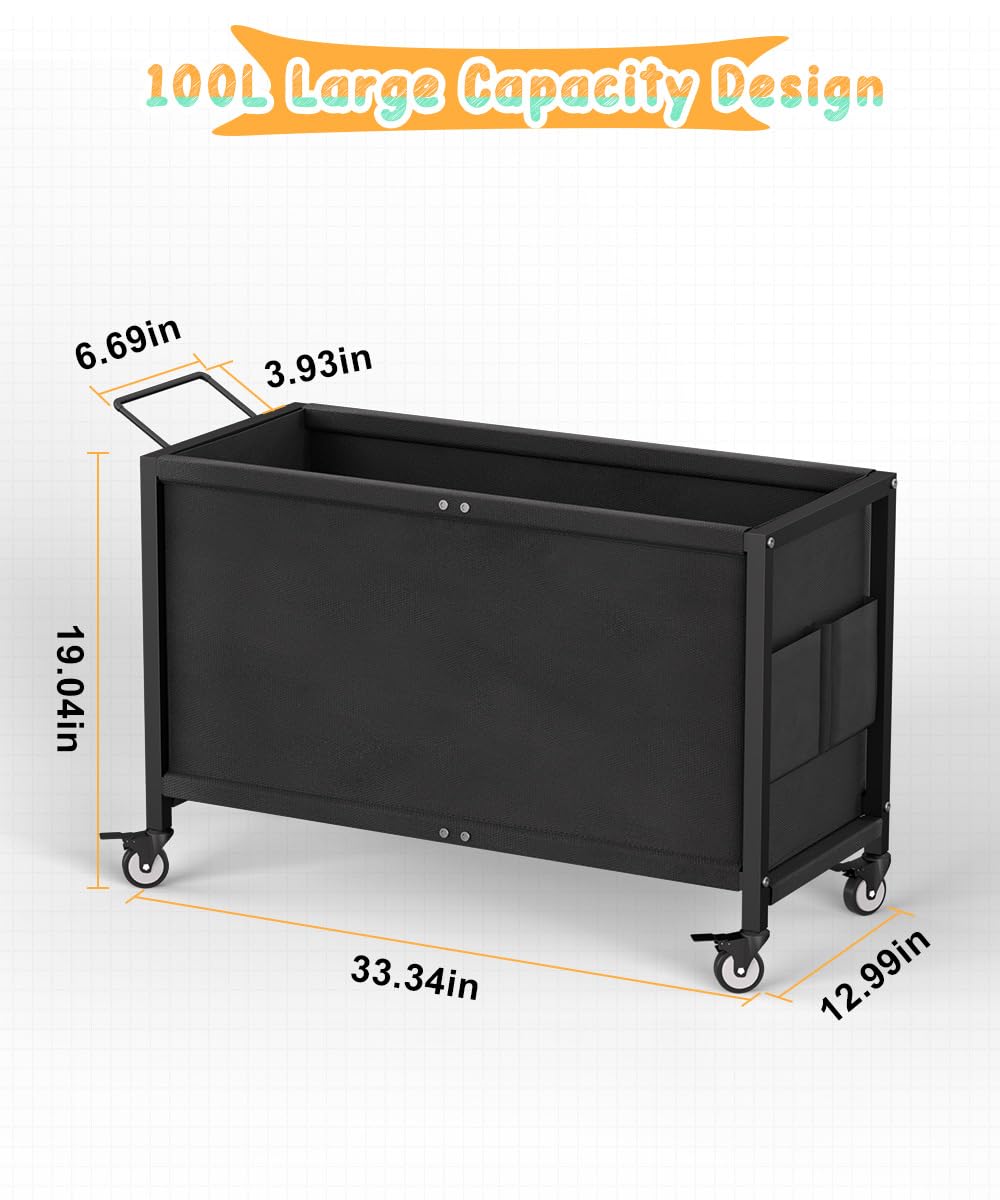 Ardier 100L toy box interior space illustrates generous storage for stuffed animals and books.