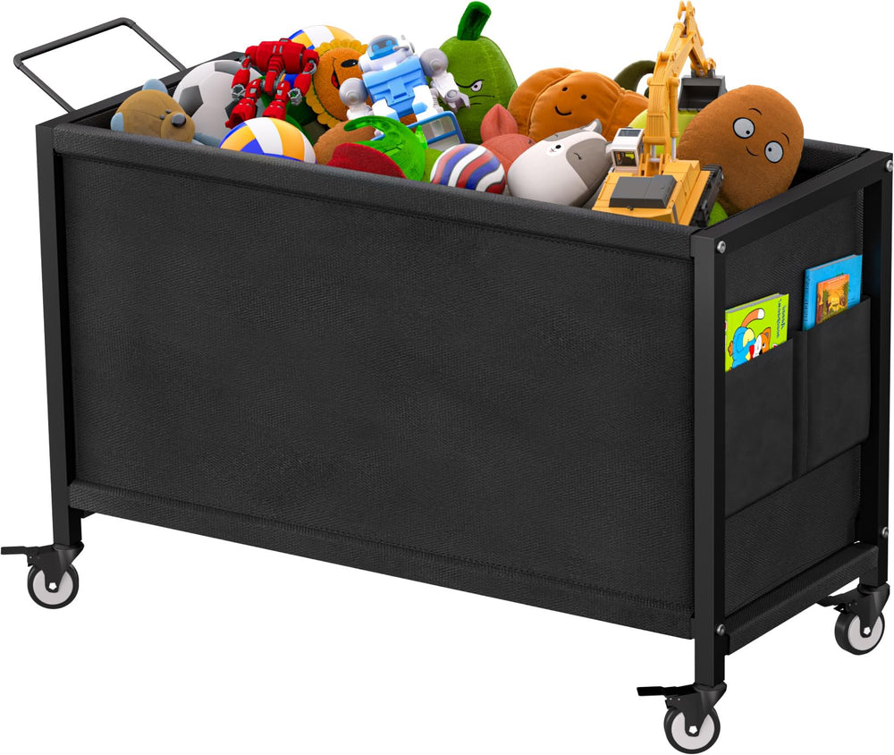 Ardier 100L toy box front view demonstrates a sturdy, mobile storage solution for kids.