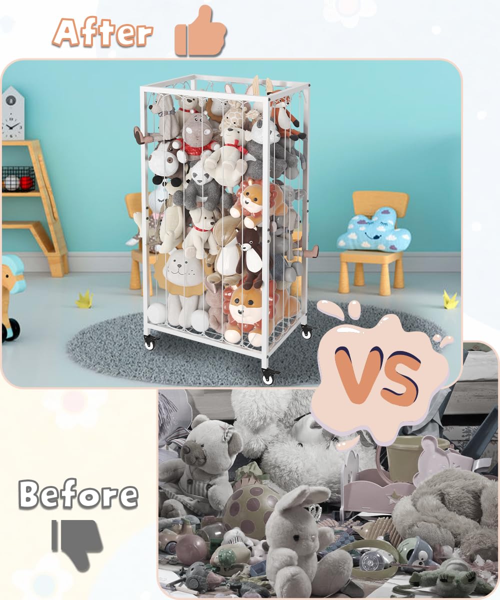 Ardier stuffed animal storage cart wheels closeup shows smooth 360-degree maneuverability
