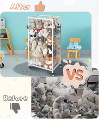Ardier stuffed animal storage cart wheels closeup shows smooth 360-degree maneuverability