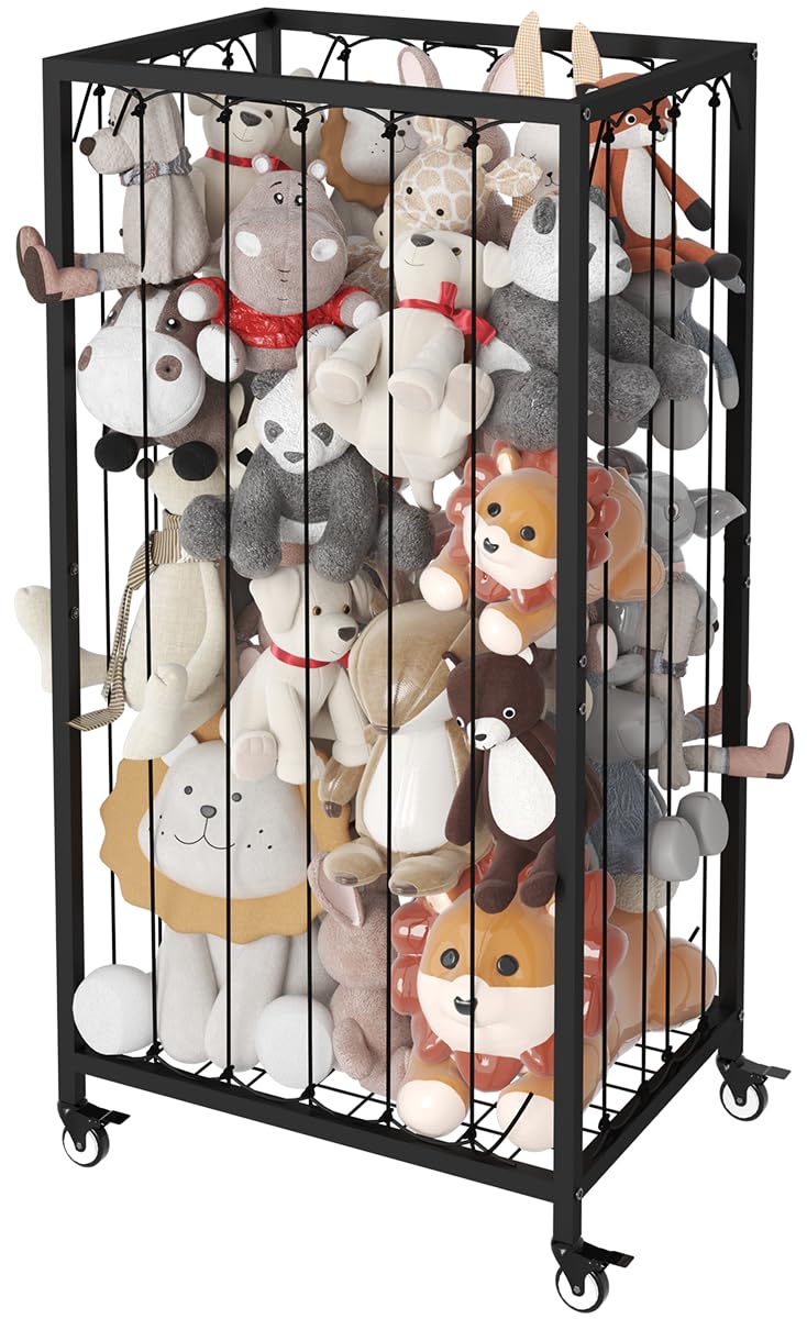 Ardier stuffed animal storage cart with wheels for easy room rearrangement.