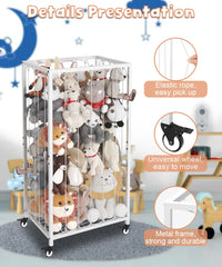 Ardier stuffed animal zoo shelf with wheels demonstrates mobile tidy play space