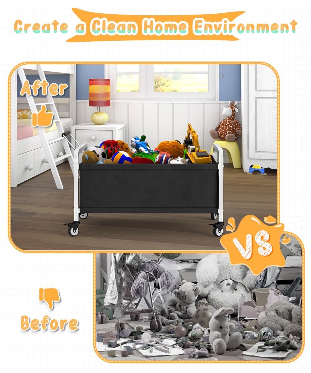 Ardier toy box with 360-degree wheels for effortless room navigation.