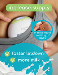 Ardo Melia massage mode close-up – stimulates a comfortable letdown for efficient sessions.