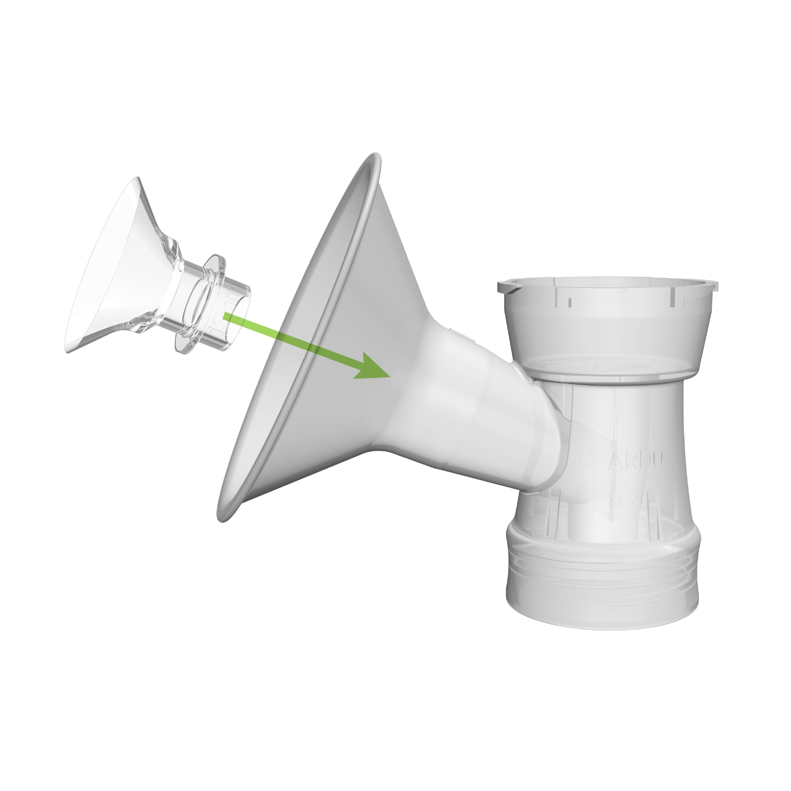 ARDO pump accessory showcases easy cleaning and quick swap for hygienic use.