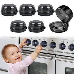 ARefugen stove knob safety cover in black 6-pack protects kids from accidental knob activation