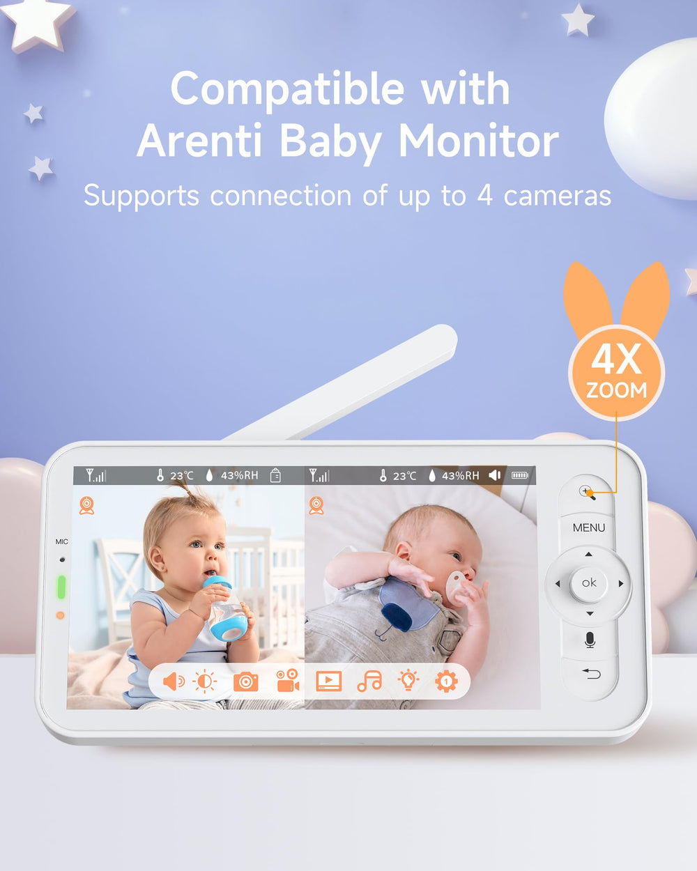 ARENTI 2025 upgraded 5-inch display in use emphasizes reliable wall-powered operation