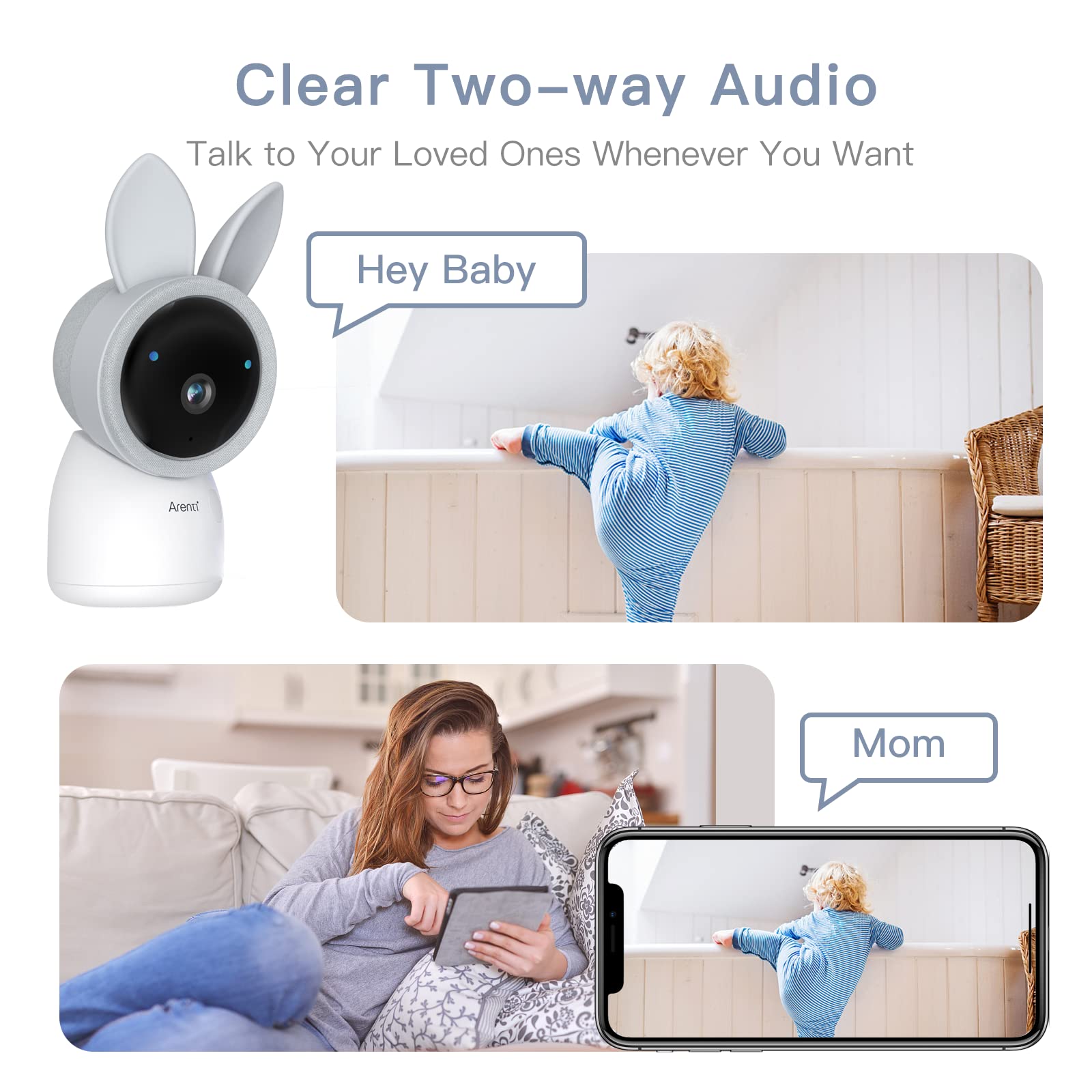 ARENTI Baby Monitor 3T 360° room coverage ensures no blind spots during checks