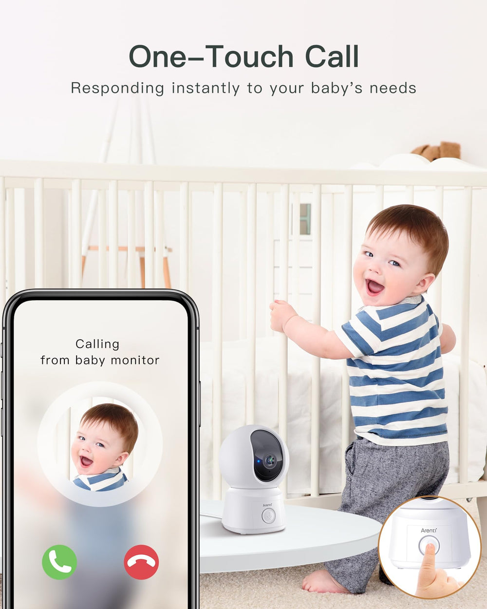 ARENTI Baby Monitor cloud storage ensures secure, remote video access.