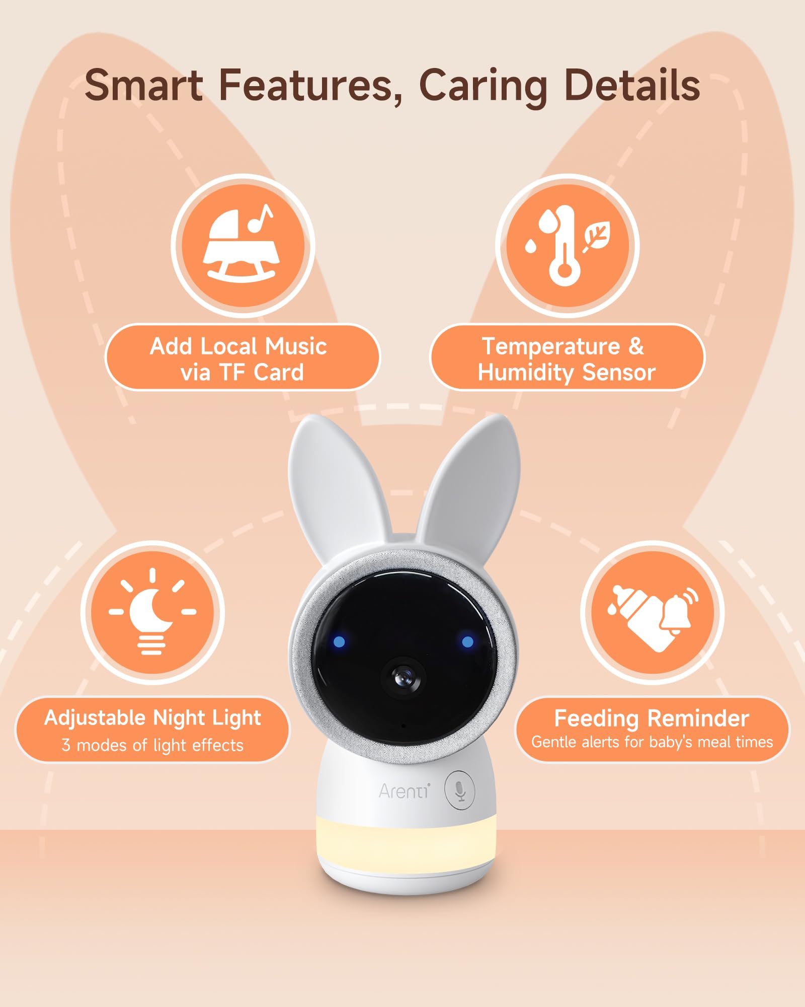 ARENTI baby monitor cry and motion detection flags important cues early.