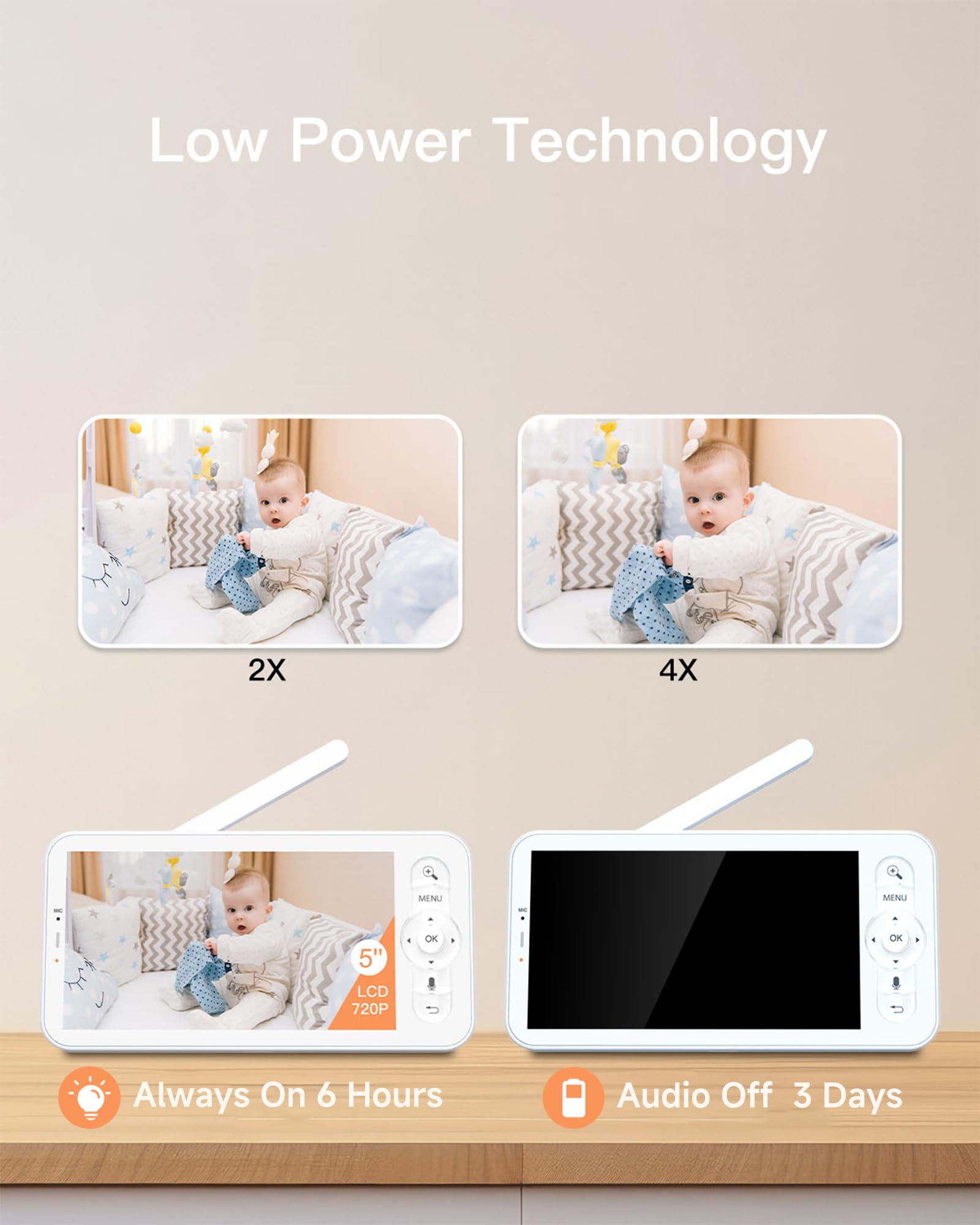 ARENTI baby monitor night-vision display delivers clear infrared clips for night checks.