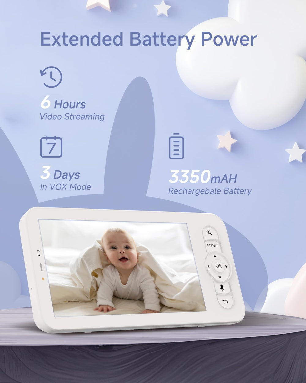 ARENTI Baby Monitor night vision view for clear nighttime monitoring.