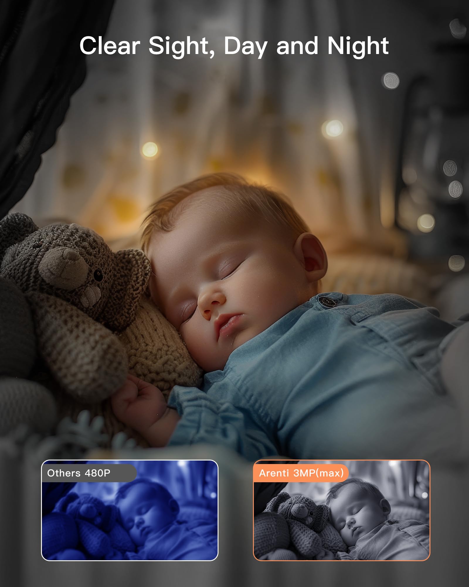 ARENTI baby monitor smartphone-app-view enables remote monitoring and quick alerts.