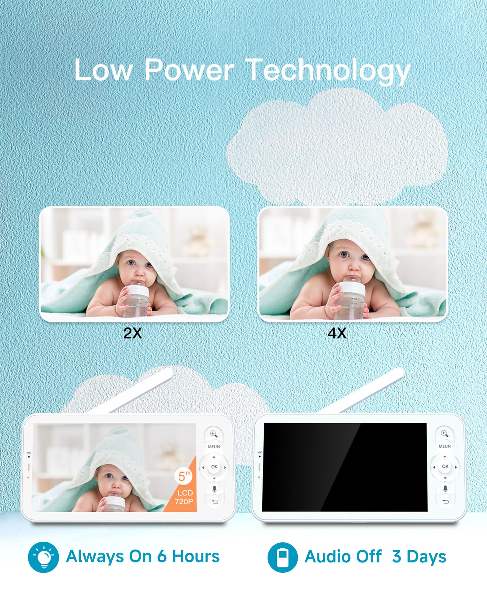 ARENTI upgraded baby monitor cry and motion detection sends timely alerts.