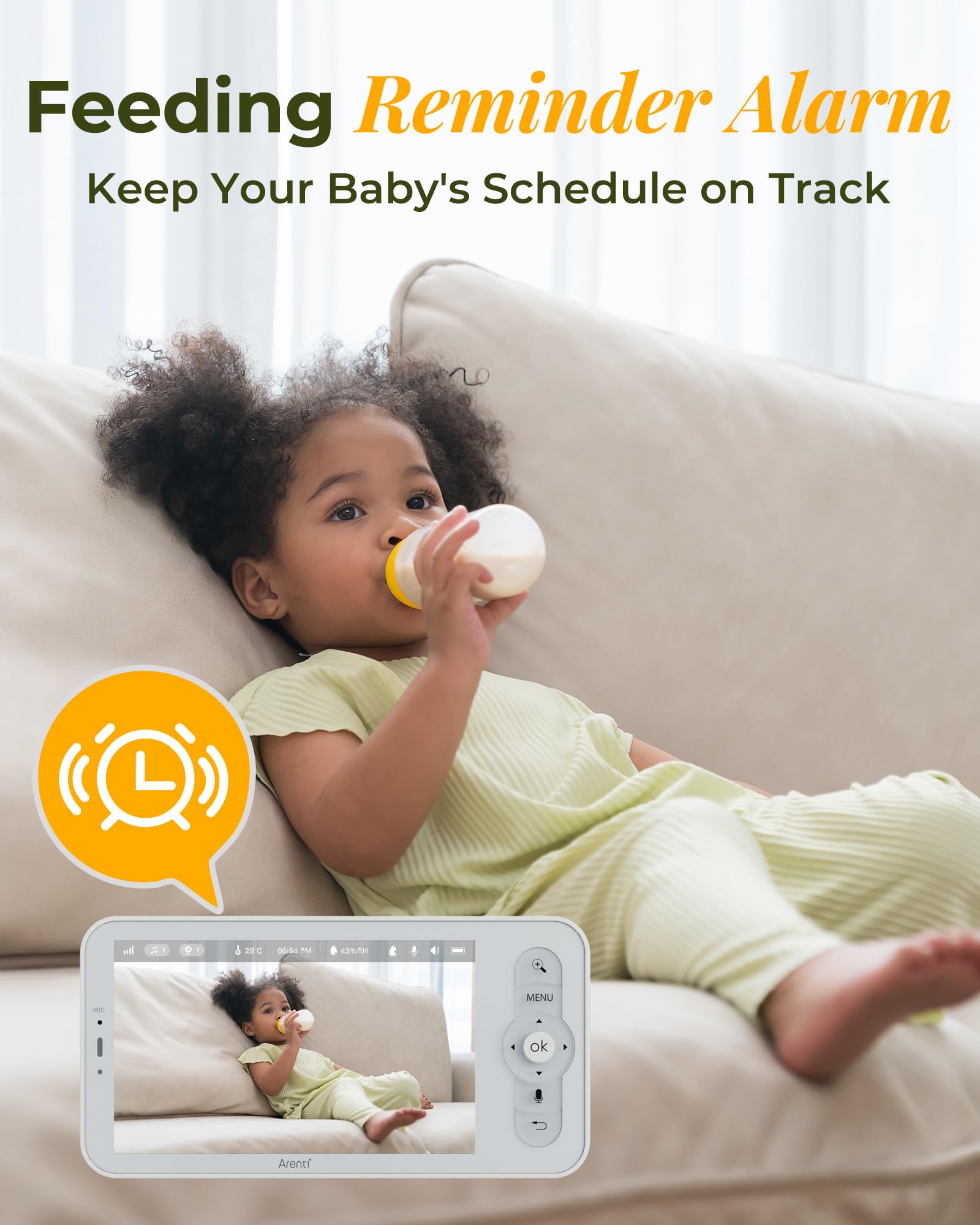 ARENTI upgraded baby monitor cry and motion detection alerts you promptly